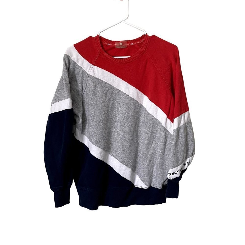 Tommy Hilfiger Sport red, gray, blue crewneck sweater fleece comfortable warm